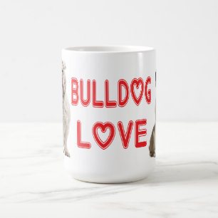 Caneca De Café Filhote de Bulldog Inglês Coração de Amor Vermelho