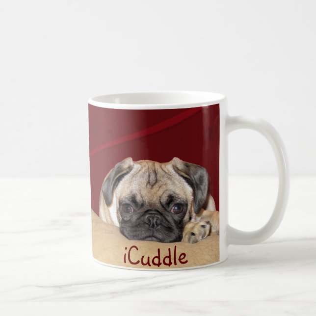 Caneca De Café Filhote de cachorro bonito do Pug do iCuddle (Direita)
