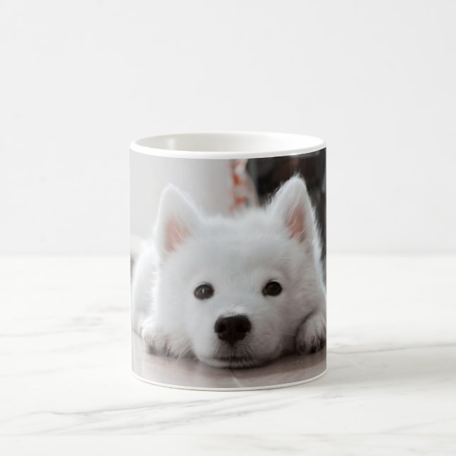 Caneca De Café Filhote de cachorro bonito do samoyed (Centro)
