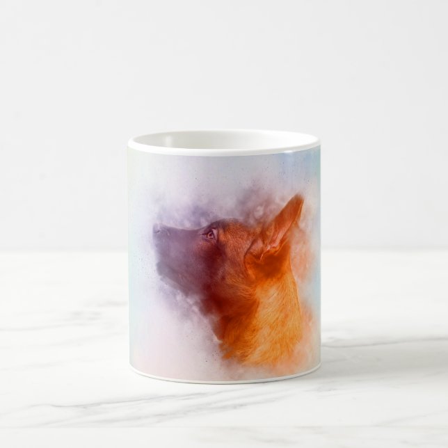 Caneca De Café Filhote de cachorro de Malinois do belga que pinta (Centro)