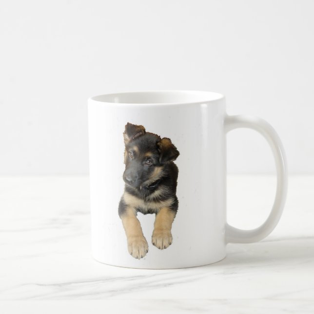 Caneca De Café Filhote de cachorro do german shepherd e dizer em (Direita)