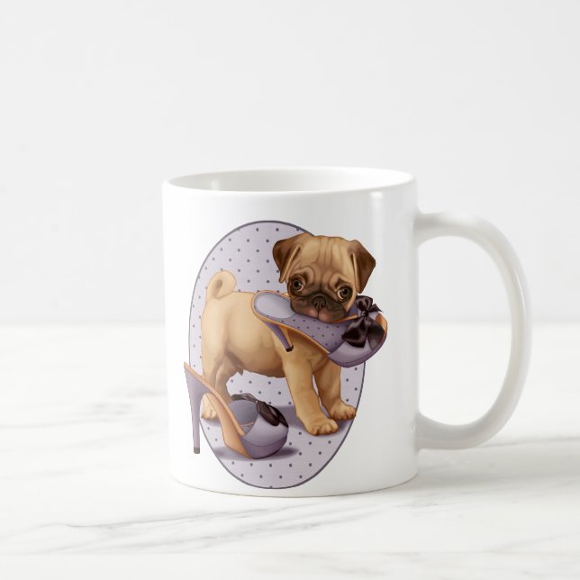 Caneca De Café Filhote de cachorro e calçados do Pug (Direita)