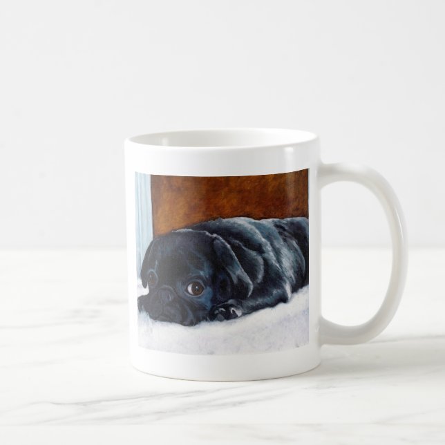 Caneca De Café Filhote de cachorro preto do Pug (Direita)