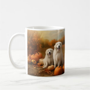 Caneca De Café Filhote de Great Pyrenees Delícia de Outono Abóbor