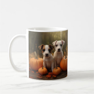 Caneca De Café Filhote de Jack Russell Delícia de Outono Abóbora