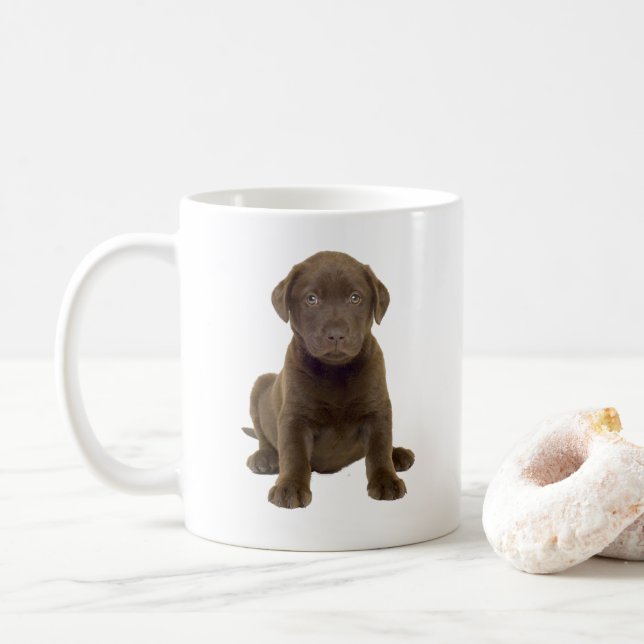 Caneca De Café Filhote de Lab Chocolate (Com Donut)