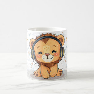 Caneca De Café filhote de leão estilo desenho animado vibrante Fo