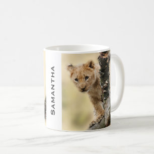 Caneca De Café Filhote de Leão Subindo Árvore Foto Personalizada