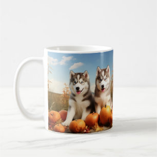 Caneca De Café Filhote de Malamute do Alasca Delícia de Outono Ab
