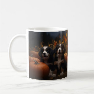 Caneca De Café Filhote de Montanha Bernesa Delícia de Outono Abób