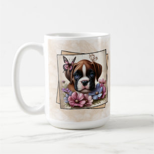 Caneca De Café Filhote de Olhos Azuis & Flor de Borboleta