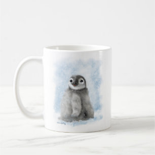 Caneca De Café 	Filhote de Pinguim Fofo na Neve Desenho Animado