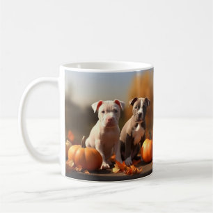 Caneca De Café Filhote de Pitbull Delícia de Outono Abóbora