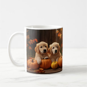 Caneca De Café Filhote de Retriever Dourado Delícia de Outono Abó