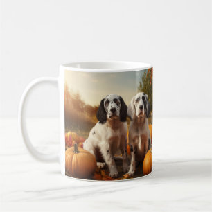 Caneca De Café Filhote de Setter Inglês Delícia de Outono Abóbora