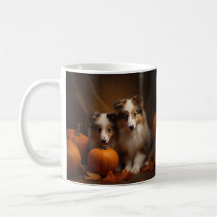 Caneca De Café Filhote de Shetland Sheepdog Delícia de Outono Abó