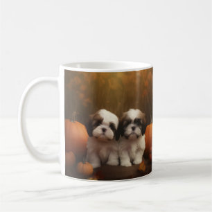 Caneca De Café Filhote de Shih Tzu Delícia de Outono Abóbora