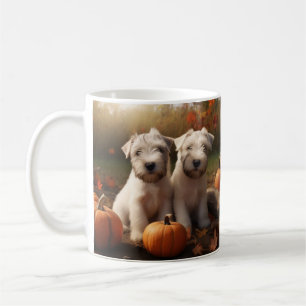 Caneca De Café Filhote de Terrier Louro Delícia de Outono Abóbora
