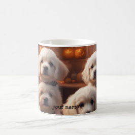 Caneca De Café Filhotes brancos na cozinha no Halloween