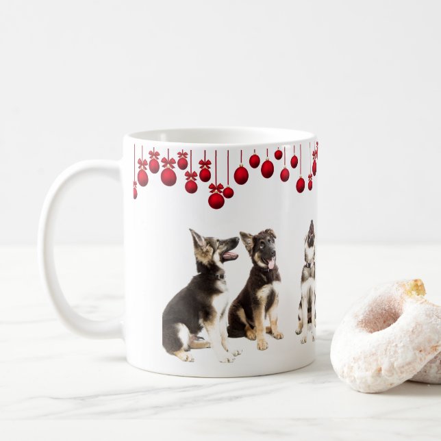 Caneca De Café Filhotes de cachorro do german shepherd e (Com Donut)