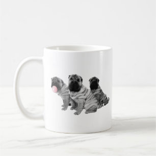 Caneca De Café Filhotes de Shar Pei Chinês Preto Branco Chiclete
