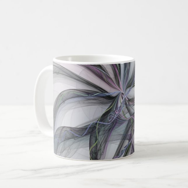 Caneca De Café Filigree aciona Fractal Abstrato Swing Moderno (Frente Esquerda)