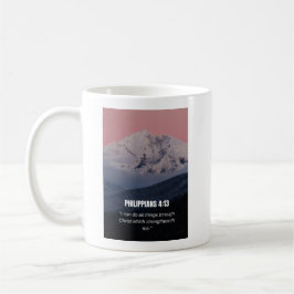 Caneca De Café Filipenses 4:13 Versículo da Bíblia KJV Montanha &