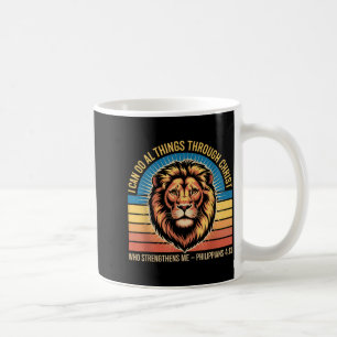 Caneca De Café Filipenses Cristãos 4_13 Leão Religioso Força