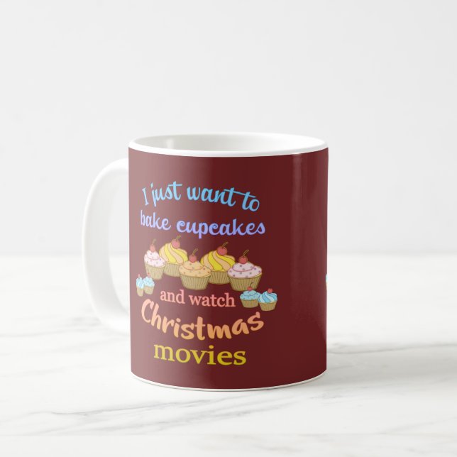 Caneca De Café Filmes e Cupcakes de Natal (Frente Esquerda)