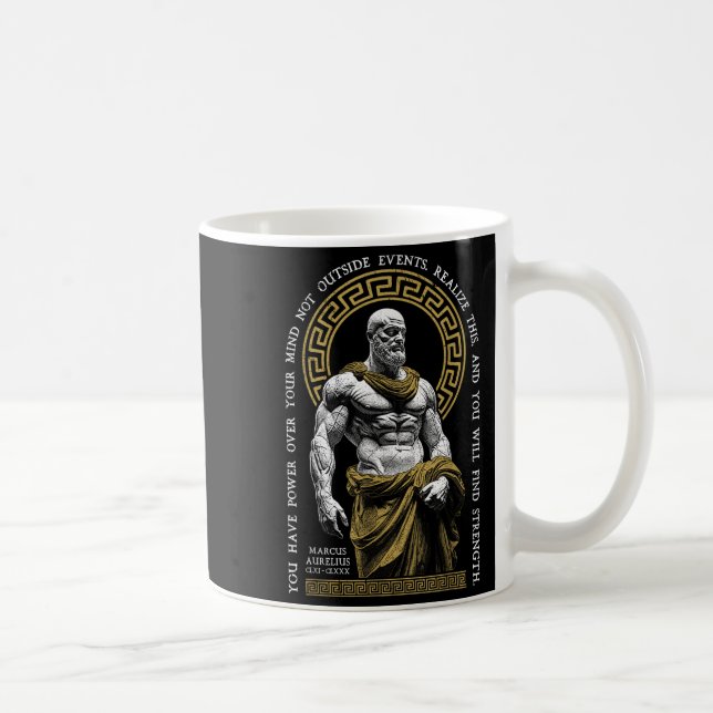 Caneca De Café Filosofia Estática Encontrar Força Marcus Aurelius (Direita)
