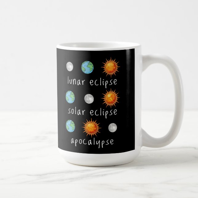Caneca De Café Fim do Mundo Divertido Eclipse Lunar Solar (Direita)