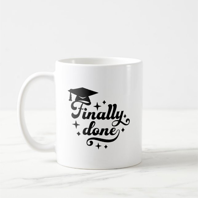 Caneca De Café Finalmente Concluído Graduação Script Estrela Desi (Esquerda)