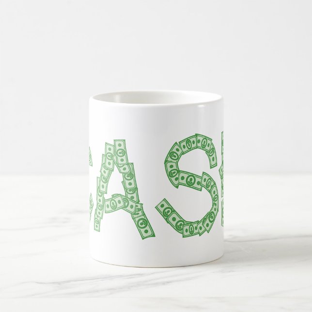 Caneca De Café Finanças Verdes Palavra Dinheiro (Criador carregado)