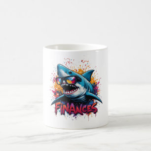 Caneca De Café Finance Shark Mug - engraçada Design de desenho an