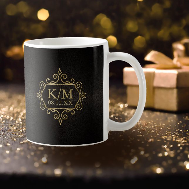 Caneca De Café Fine Filigree Dourado Wedding ID871 (Criador carregado)