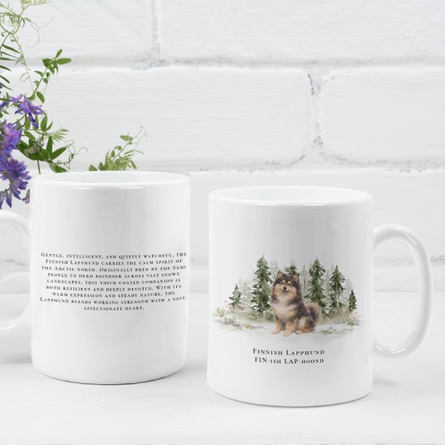Caneca De Café Finnish Lapphund Dog Watercolor Breed Quote (Criador carregado)