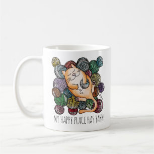 Caneca De Café Fio de Tricô Paraíso do Gato Fofo Lã Para Tricotei
