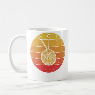 Caneca De Café Fio do Pôr do Sol Retro, Maluco Tricô, Lindo Tricô