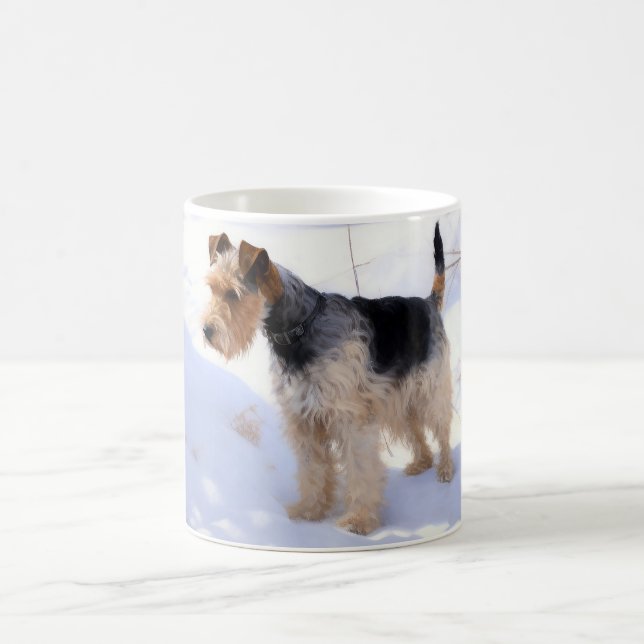 Caneca De Café Fio Fox Terrier Deixe-o nevar no Natal (Centro)