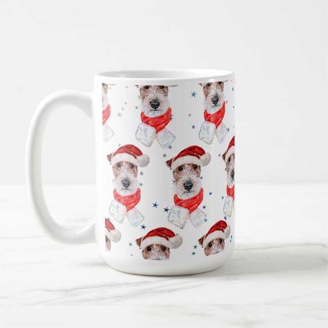 Caneca De Café Fio Fox Terrier Dog Raça Estrelas de Natal (Esquerda)