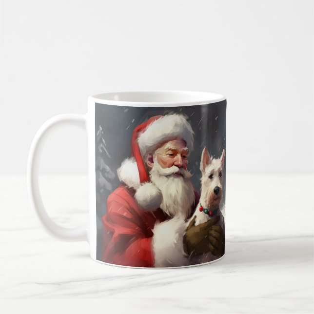 Caneca De Café Fio Fox Terrier Santa Claus Natal Festivo (Esquerda)