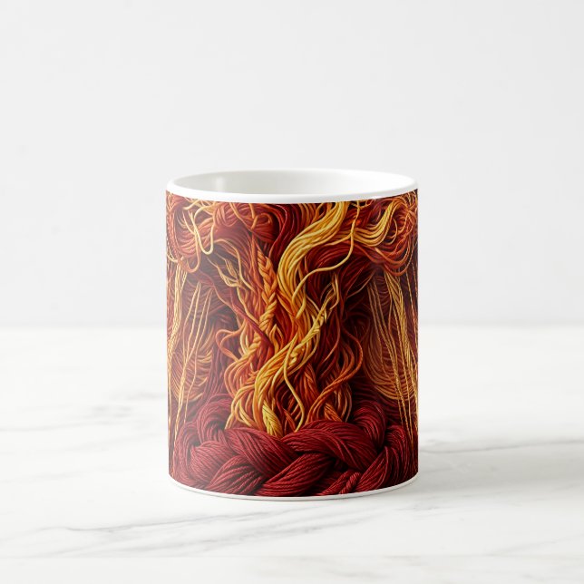 Caneca de Café Fio Vermelho Fogo Tempestade Abstra (Centro)