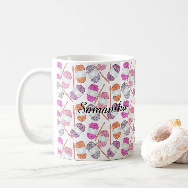Caneca De Café Fios de Artesanato Crochet (Com Donut)