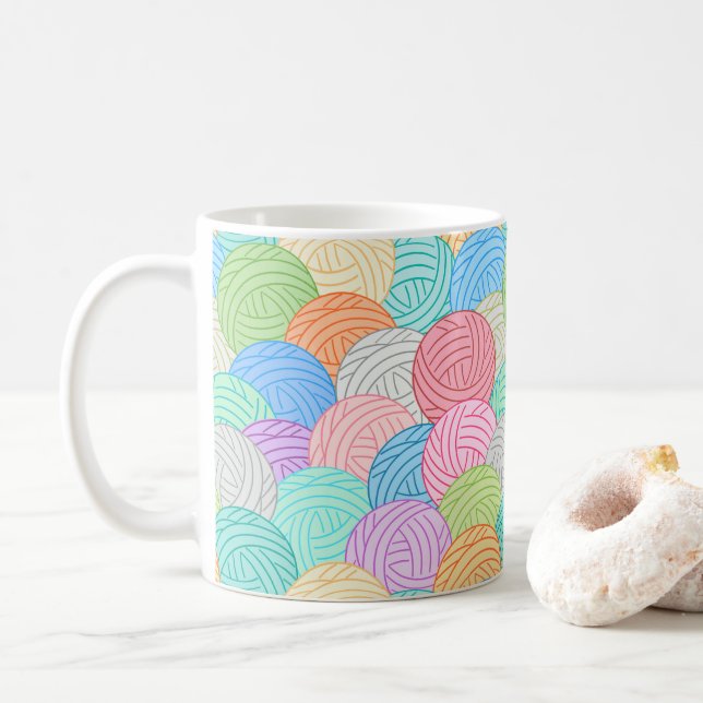 Caneca De Café Fios de muitas cores Clássica Mug (Com Donut)