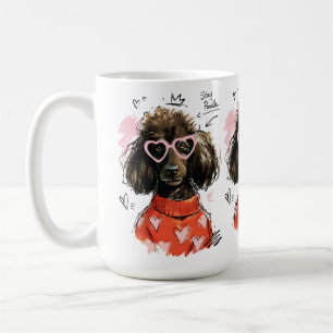 Caneca De Café Fique Cachorro Poodle com Óculos de Sol Coração &