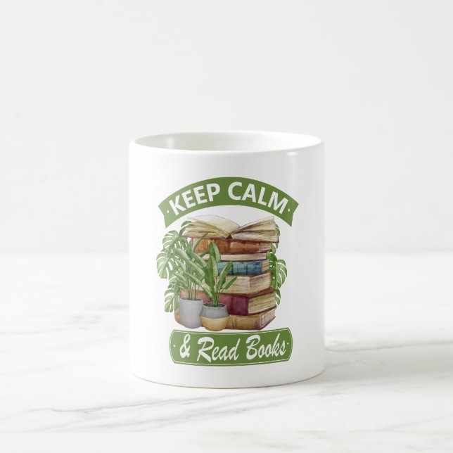 Caneca De Café Fique calmo e leia um livro (Centro)