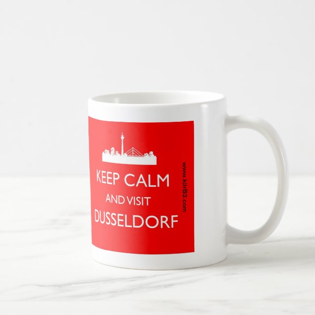Caneca De Café Fique calmo e visite Dusseldorf - - Mug (Direita)