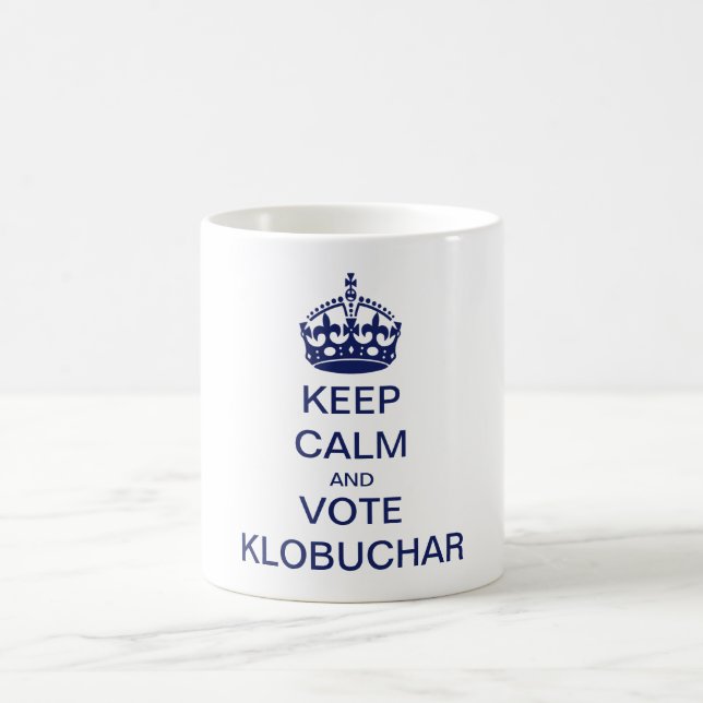 Caneca De Café Fique calmo e vote Klobuchar (Centro)