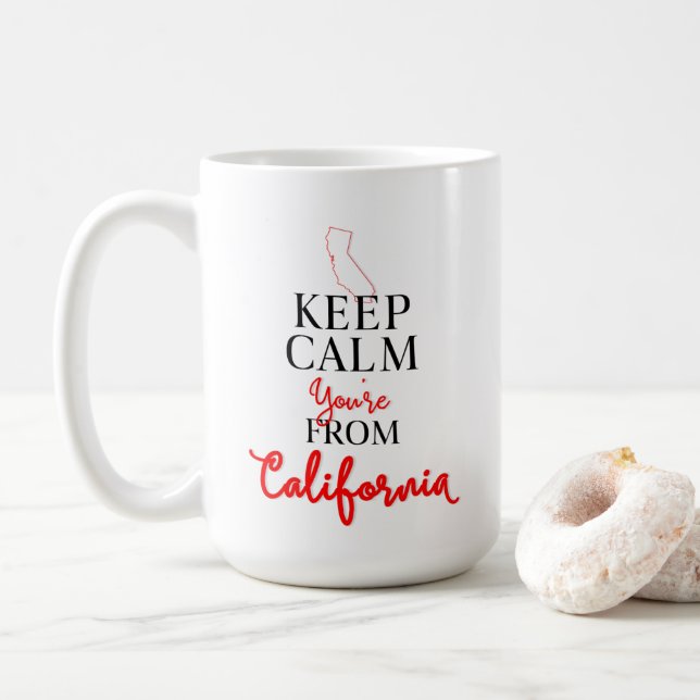 Caneca De Café Fique calmo Você é da Califórnia (Com Donut)