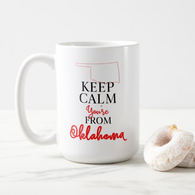 Caneca De Café Fique calmo Você é de Oklahoma (Com Donut)